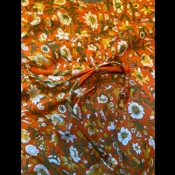 Orange Floral Bohemian Maxi Summer Dress - Picture 3 of 15